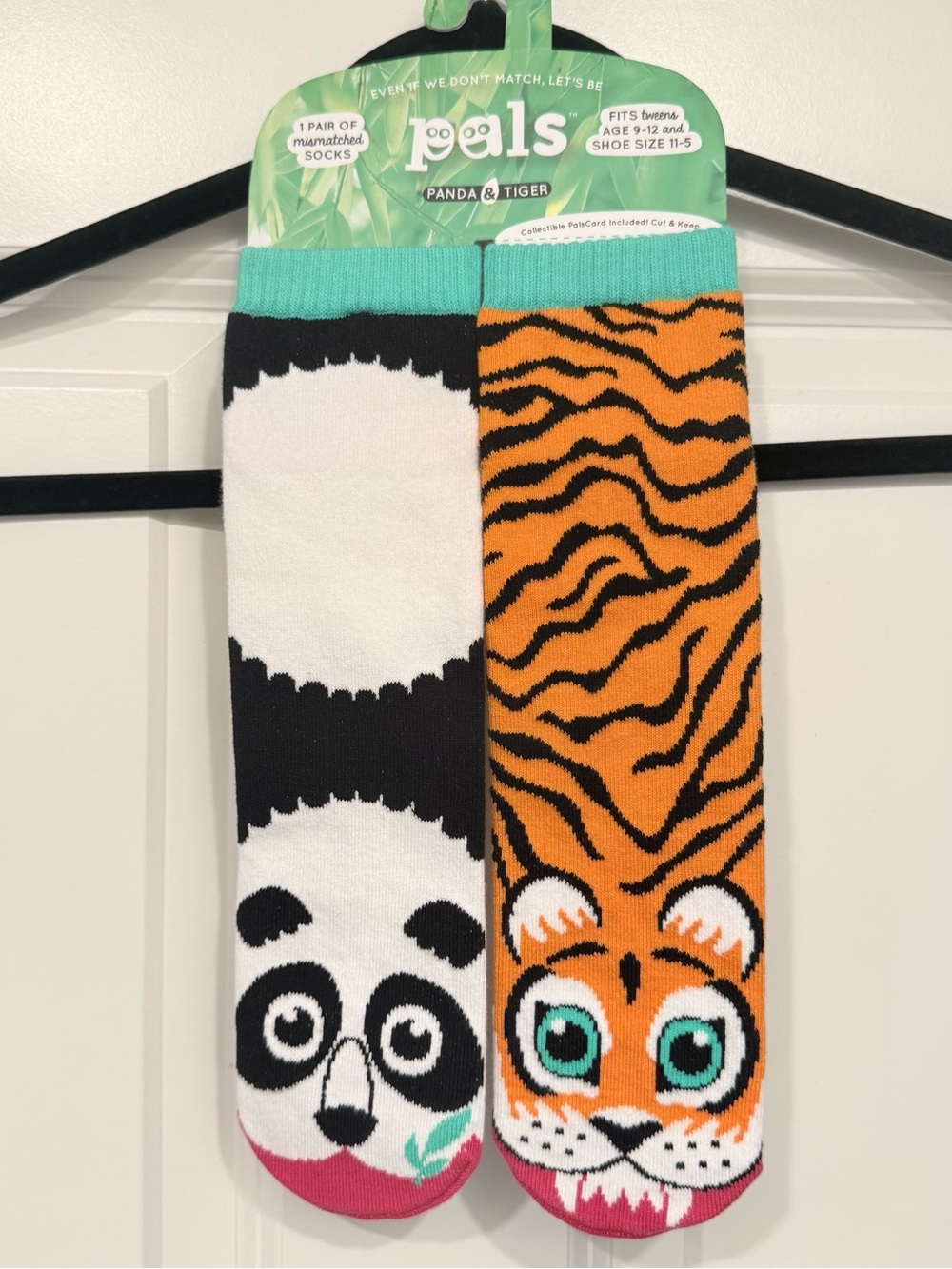 Pals Panda & Tiger Mismatched Socks Kids 9-12 NWT